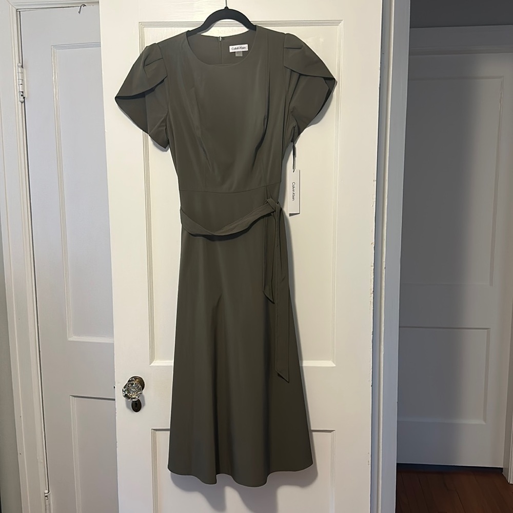 Calvin Klein - Green High Neck Midi Dress